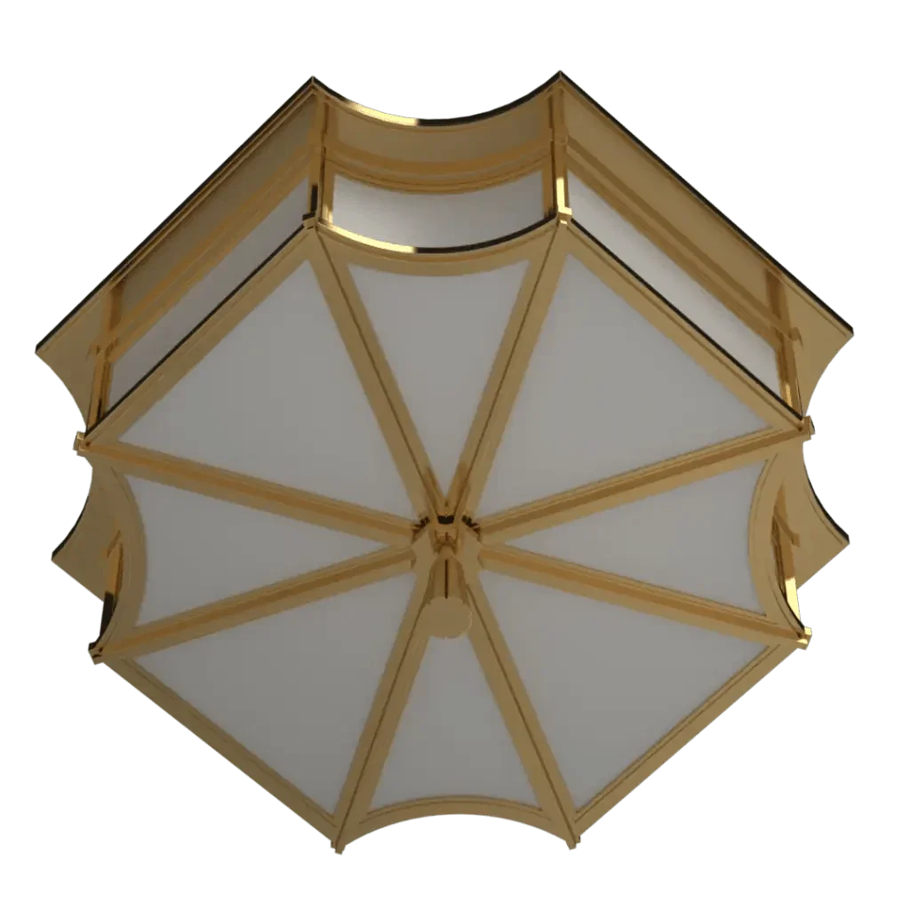 Park View Flush Mount - polished brass finish, back view showing mounting plate