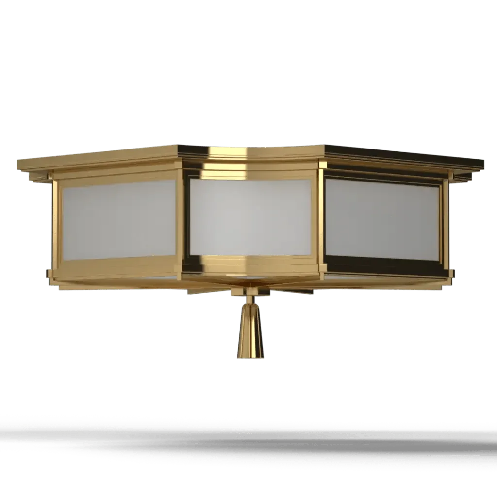 Park View Flush Mount - polished brass finish, lifestyle view mounted in hallway