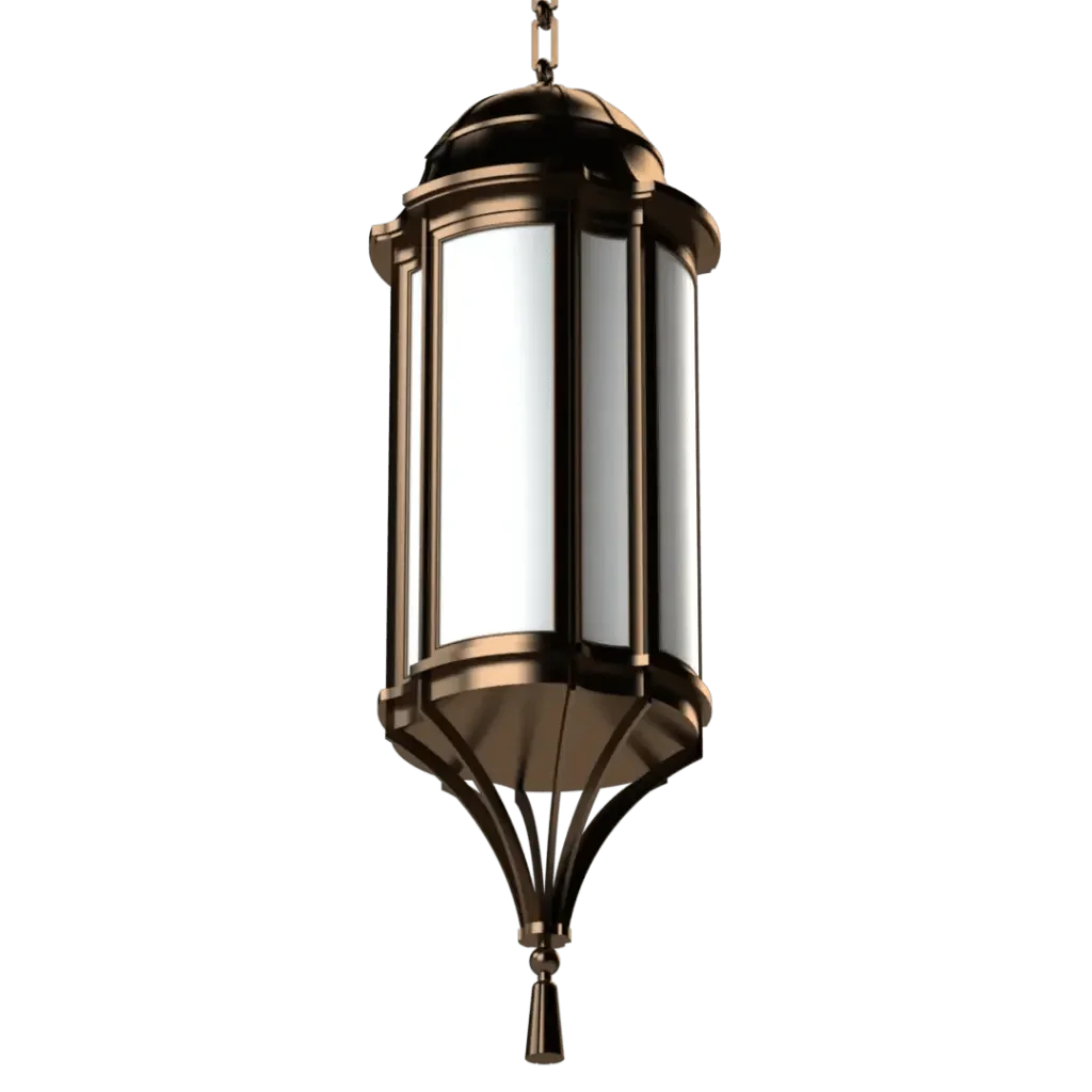 Park View Pendant - polished brass finish, angled view showing machined details