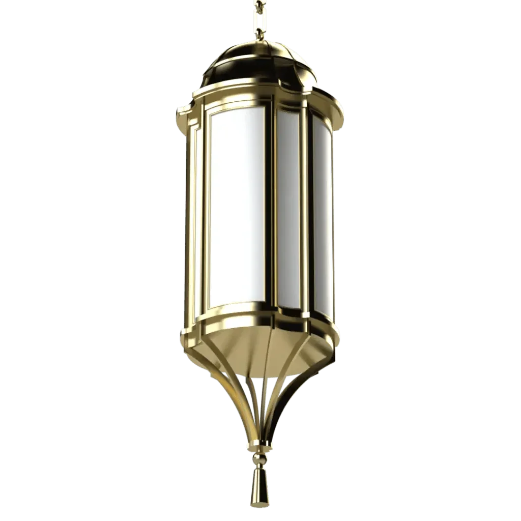 Park View Pendant - polished brass finish, side profile view