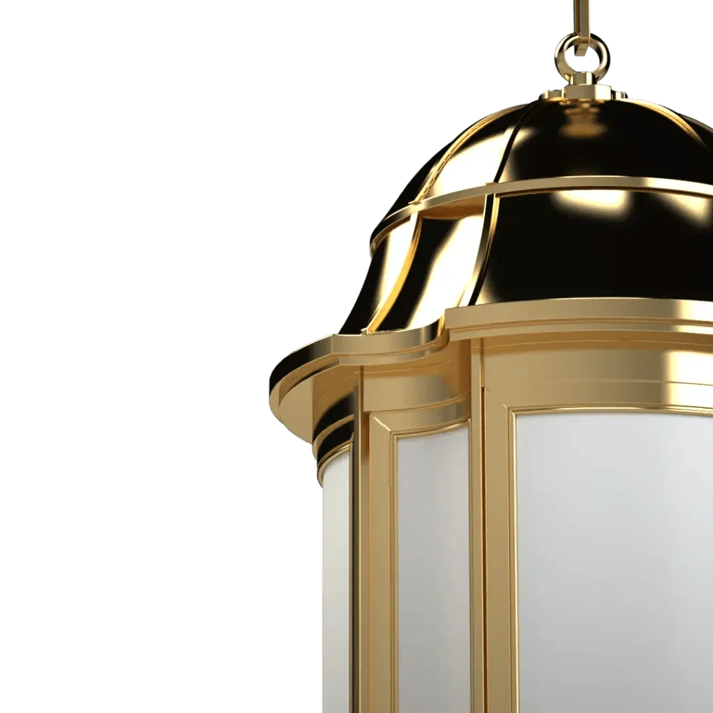 Park View Pendant - polished brass finish, detail of welded assemblies
