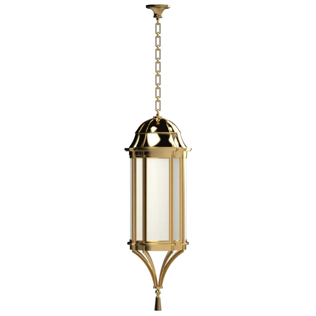 Park View Pendant - polished brass finish, detail of machined and welded assemblies