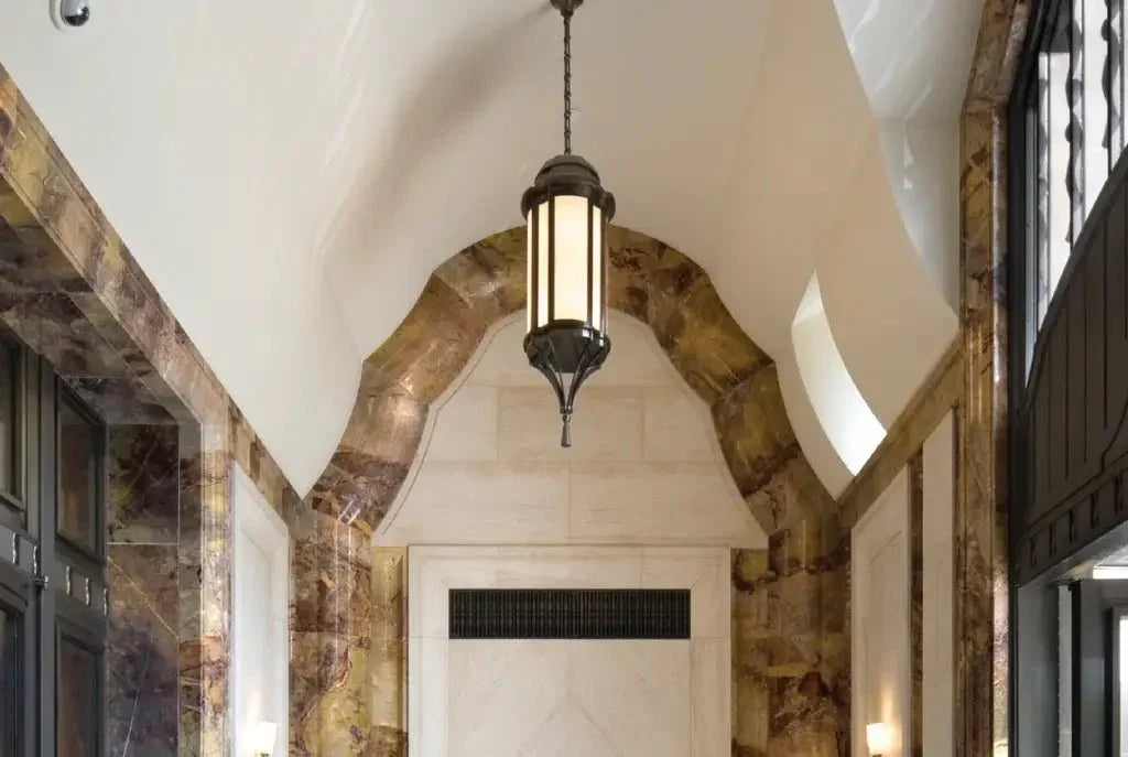 Park View Pendant - polished brass finish, back view showing mounting hardware