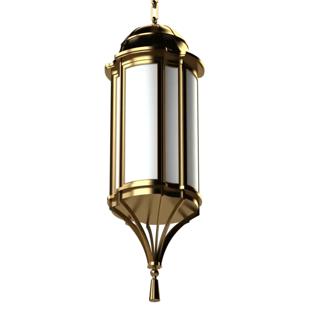 Park View Pendant - polished brass finish, front view with light off