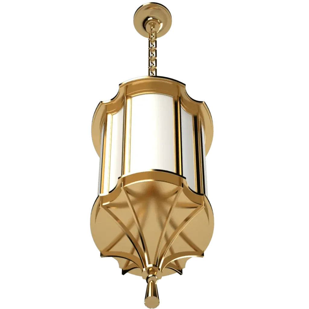 Park View Pendant - polished brass finish, close-up of machined components
