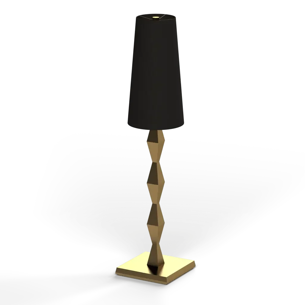 Minimalist black and gold pillar table lamp with sleek metal design ideal for modern interior lighting