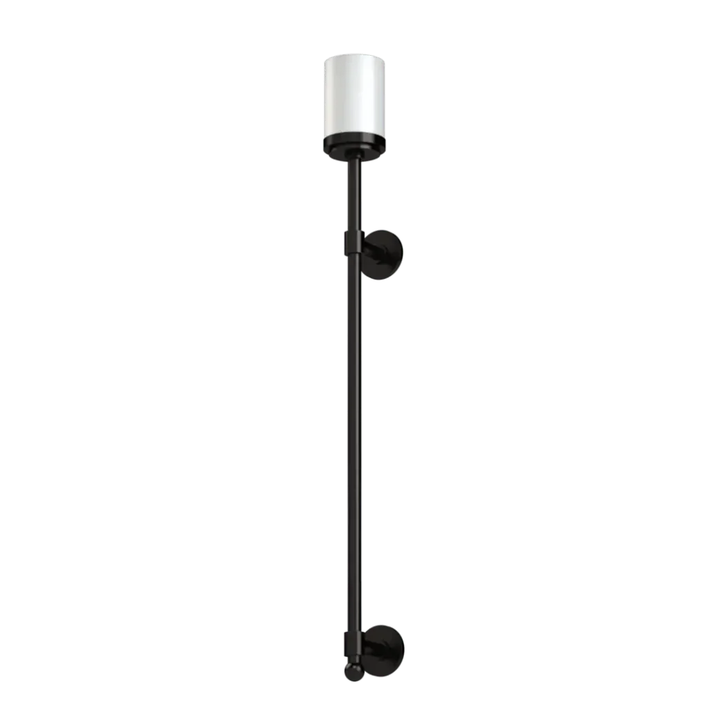Matte black finish pinnacle torchiere sconce outdoor wall light with frosted cylindrical glass shade for exterior use