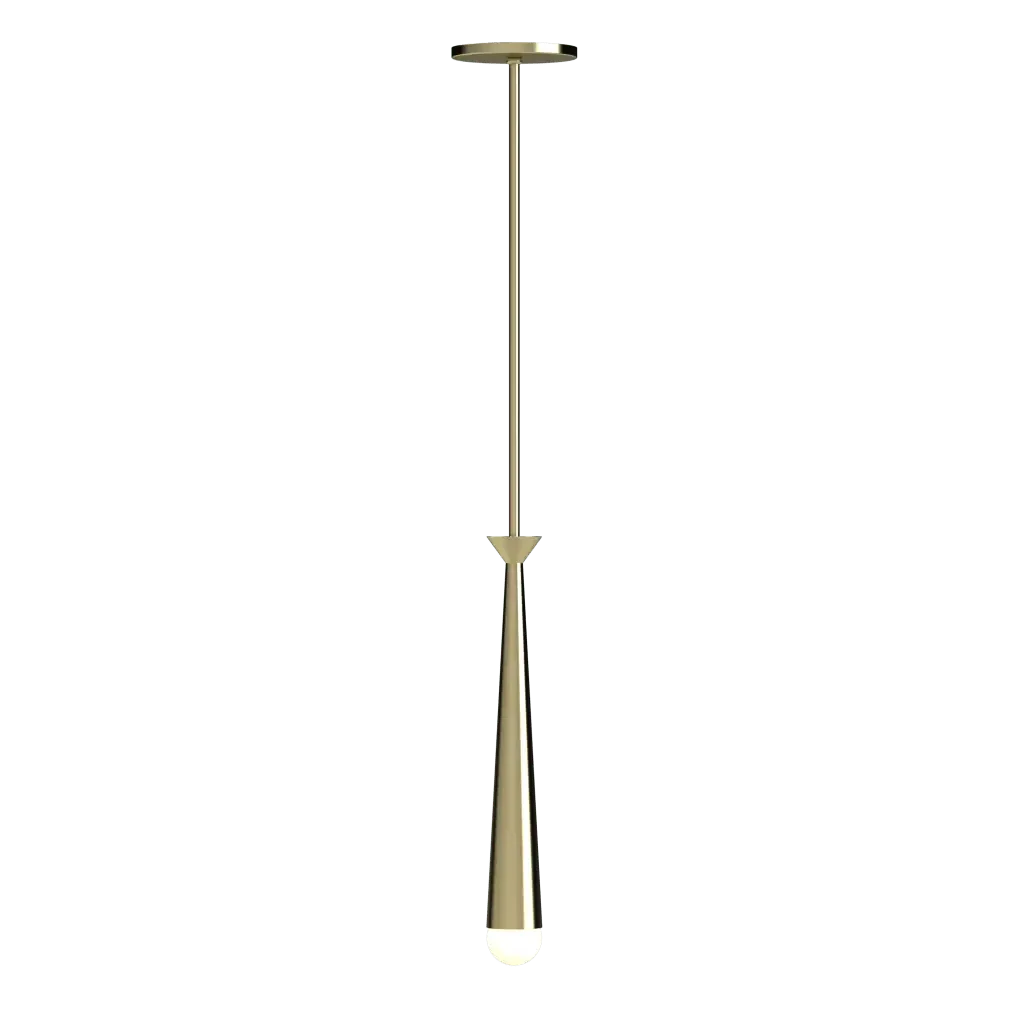 Plinth Pendant - polished brass finish, angled view