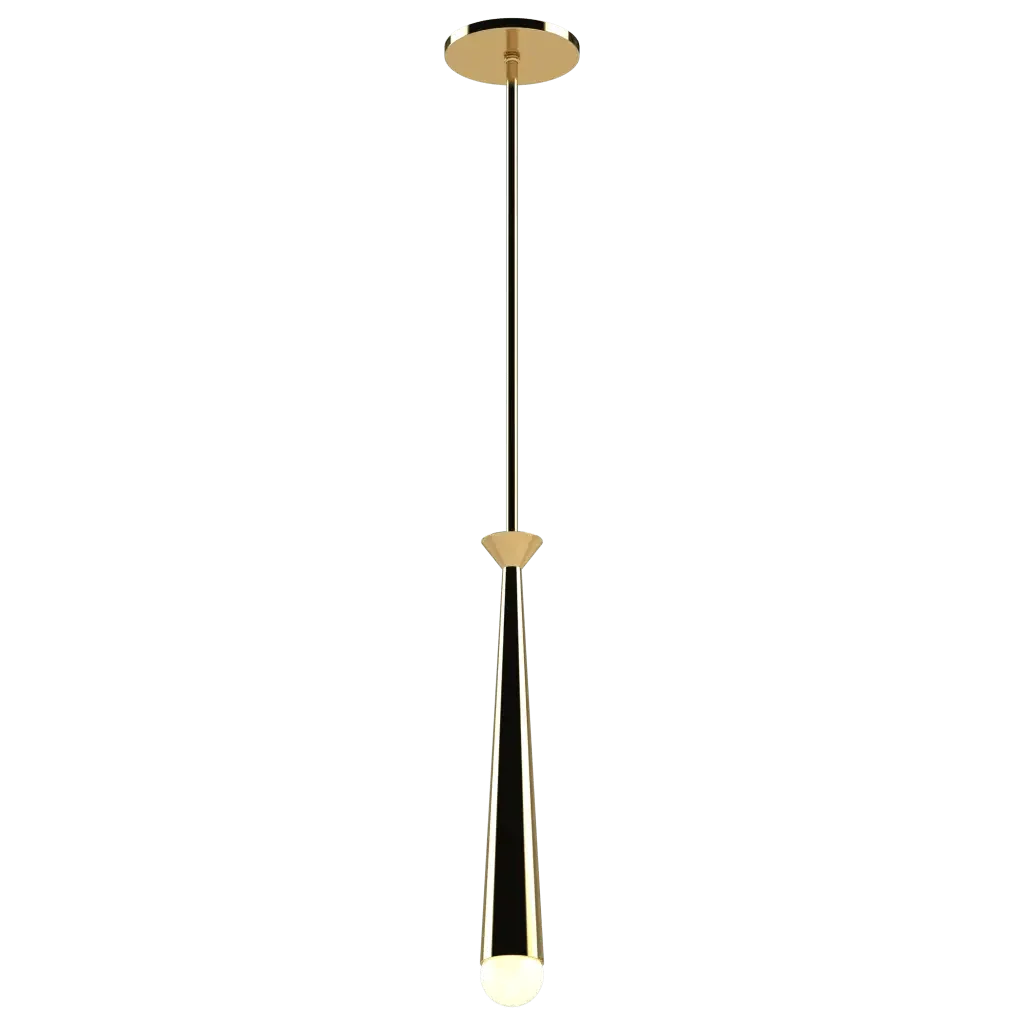 Plinth Pendant - polished brass finish, back view showing round mounting plate