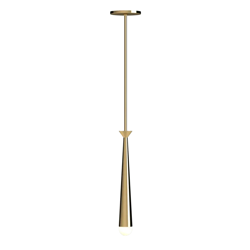 Plinth Pendant - polished brass finish, front view showing pedestal form