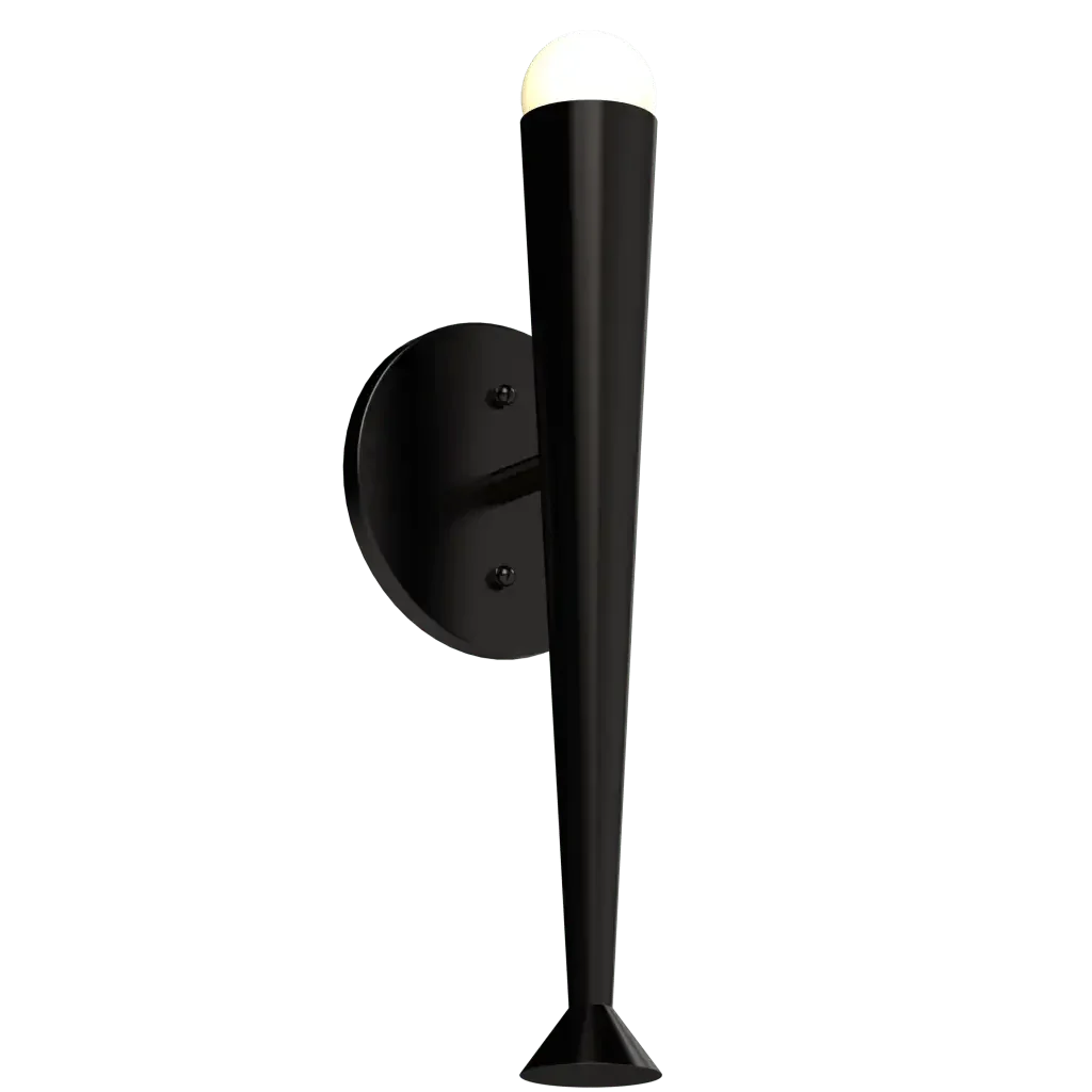 Plinth Sconce - polished brass finish, front view with light on