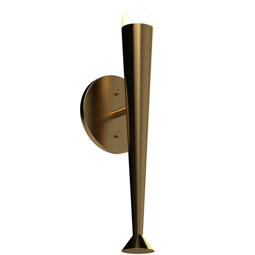 Plinth Sconce - polished brass finish, side profile view showing pedestal shape