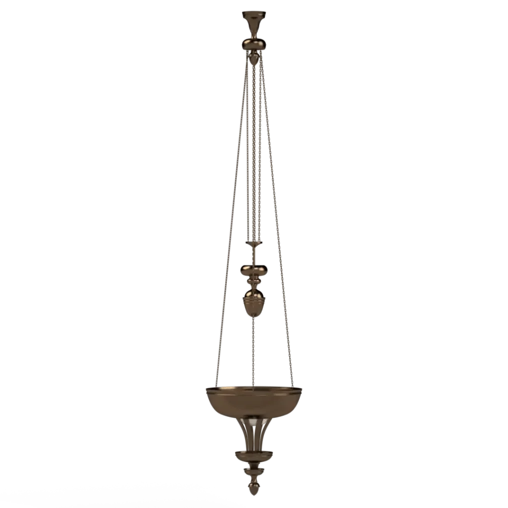 Providence Pendant - polished brass finish, detail of machined finial and stem