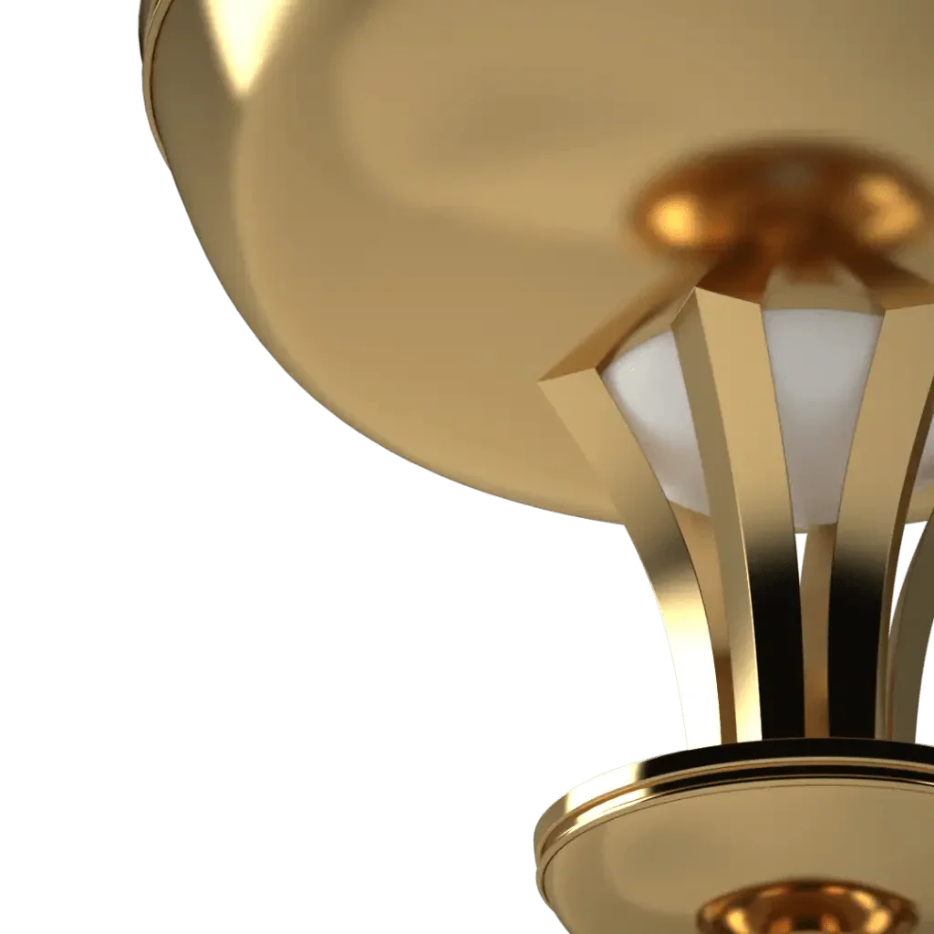 Providence Pendant - polished brass finish, detail of machined brass counterweight system