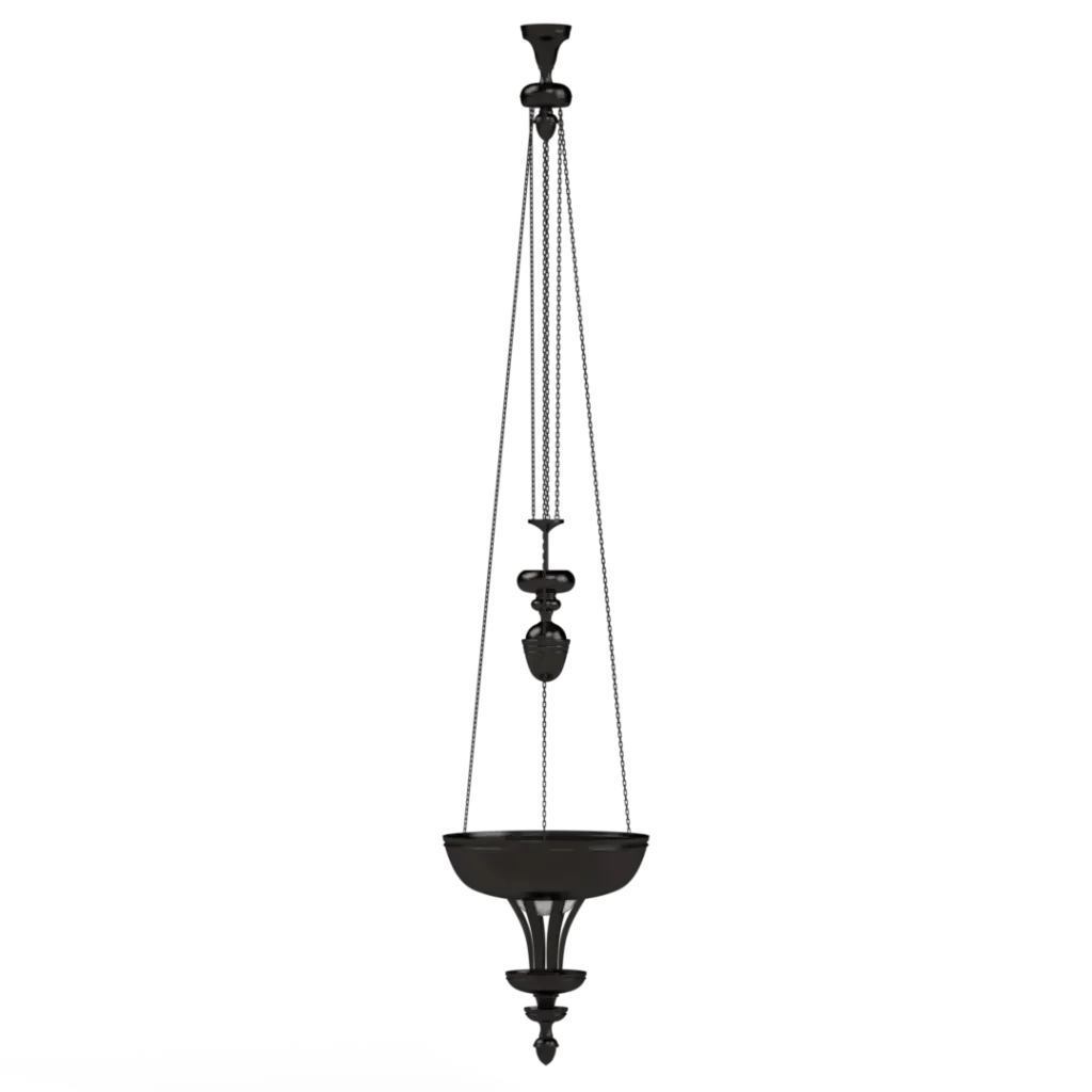 Providence Pendant - polished brass finish, lifestyle view suspended in room