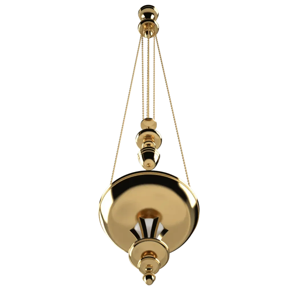 Providence Pendant - polished brass finish, back view showing mounting hardware