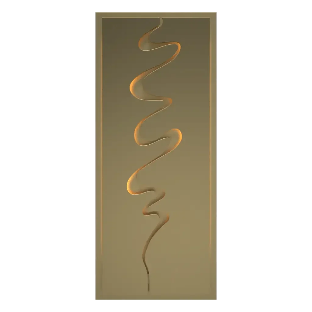 Riparian Wall Sconce - satin brass patina finish, front elevation showing tall rectangular panel with serpentine wave cutout