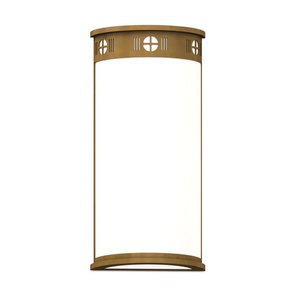 Gold and white curved wall sconce with intricate design, likely from a modern brand.