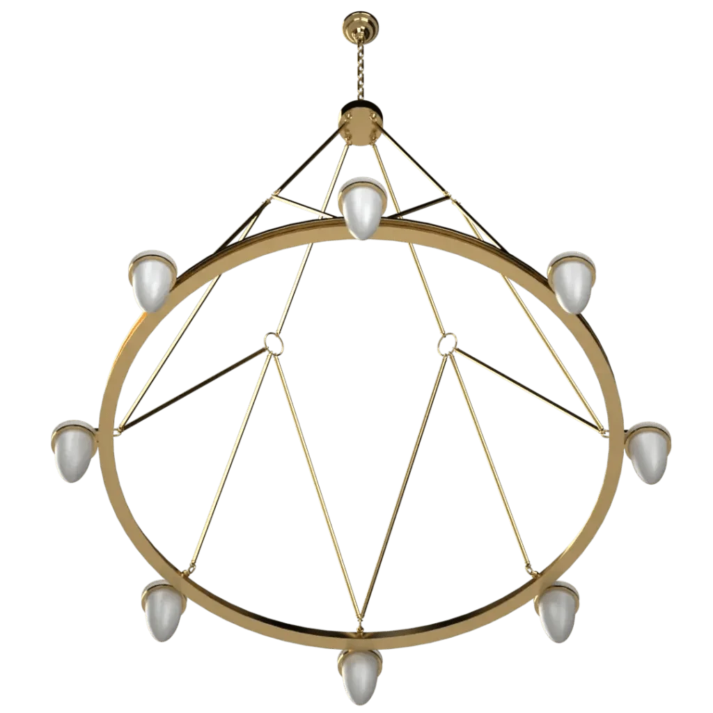 Signet chandelier large circular gold-toned metal chandelier with ten opaque tear-drop shaped light covers