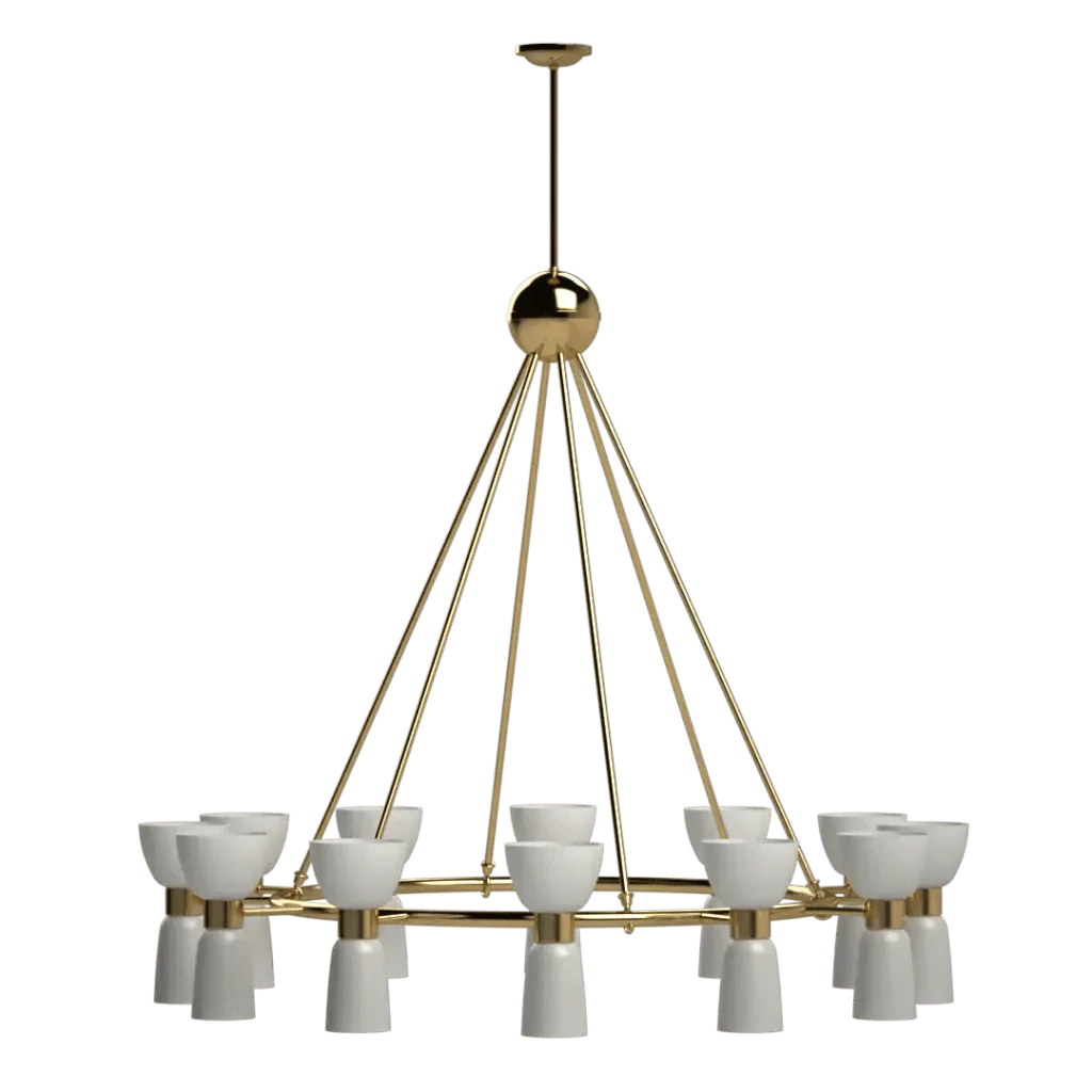 St. Michaels chandelier gold and white multi light fixture with elegant design for upscale interior lighting
