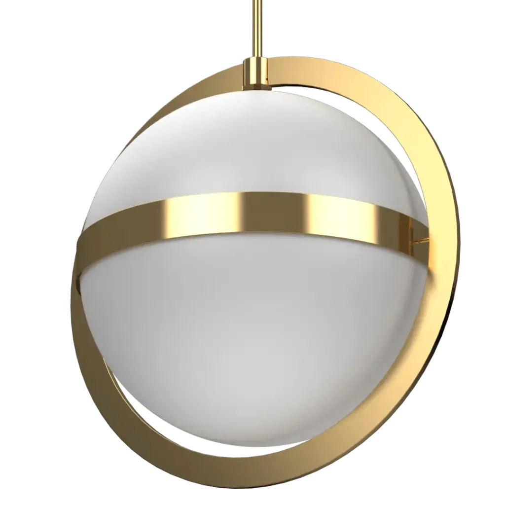 Stria Pendant - polished brass finish, back view showing mounting hardware