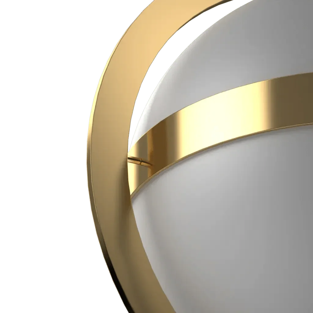 Stria Pendant - polished brass finish, close-up of brass ring fabrication