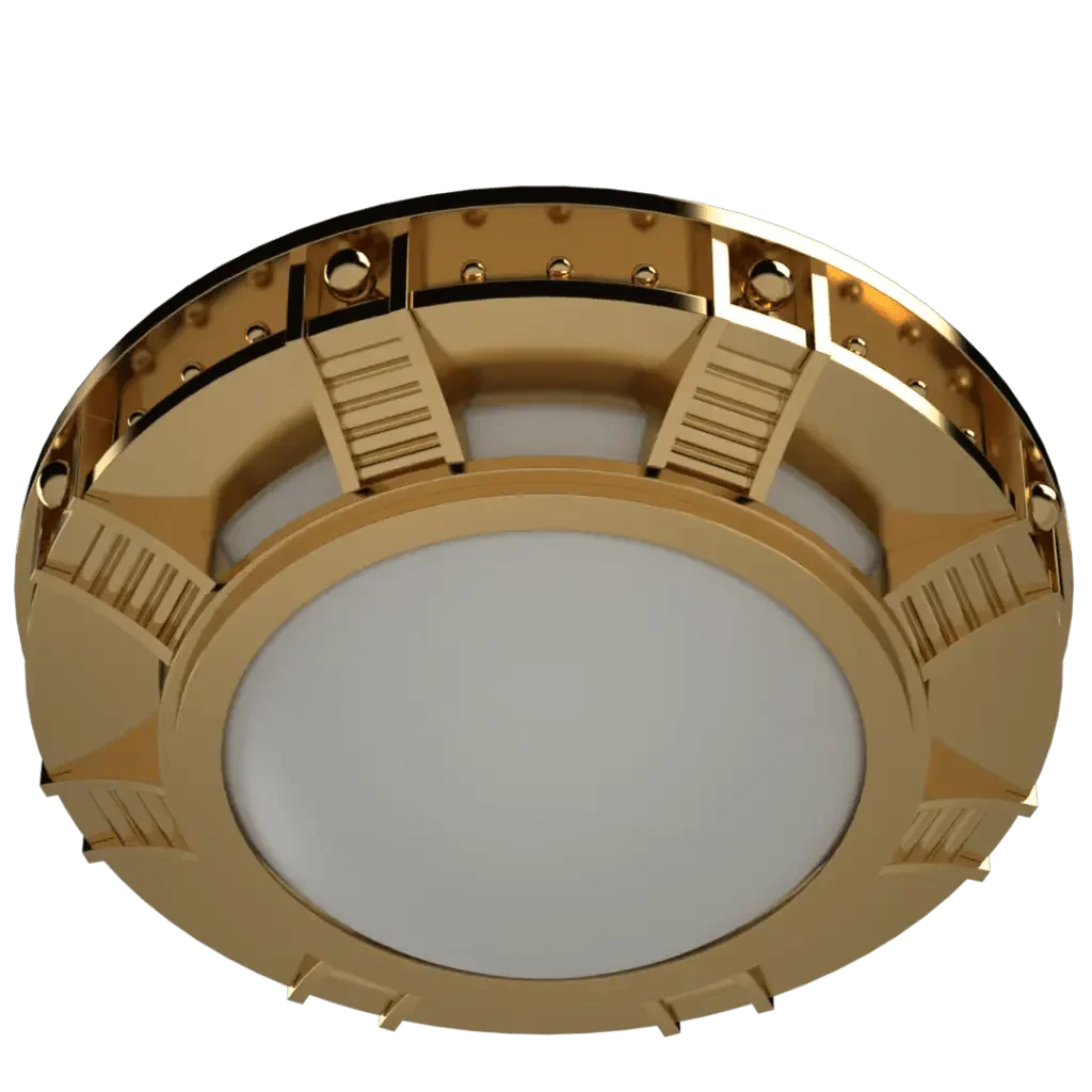 Symphonia Flush Mount - polished brass finish, back view showing mounting plate