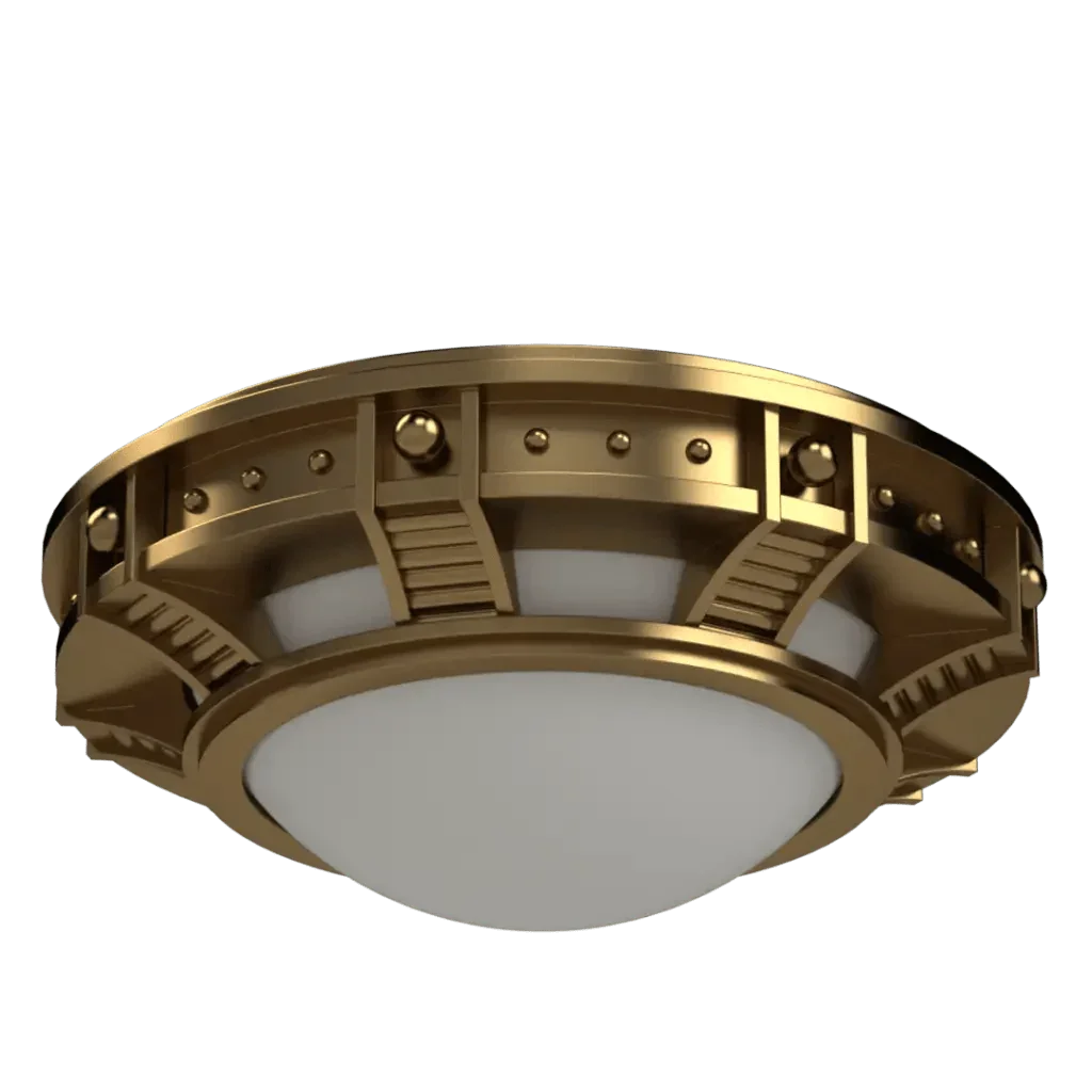 Symphonia Flush Mount - polished brass finish, front view with light off