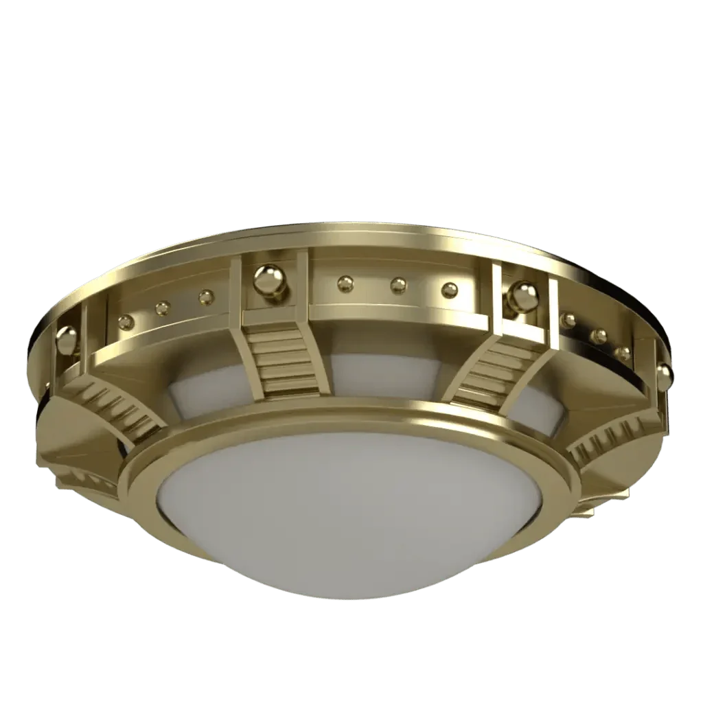 Symphonia Flush Mount - polished brass finish, side profile view