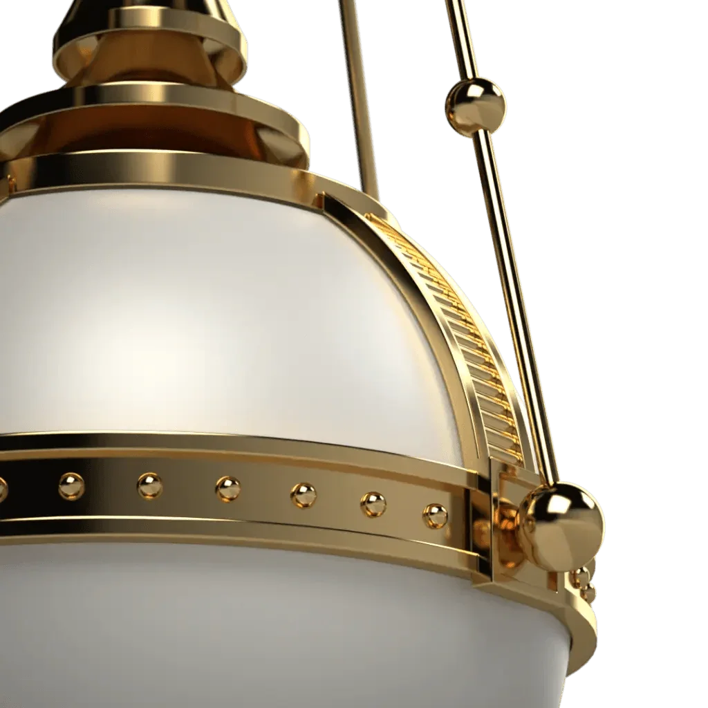 Luxurious gold and white symphonia globe pendant hanging light fixture with elegant contemporary design