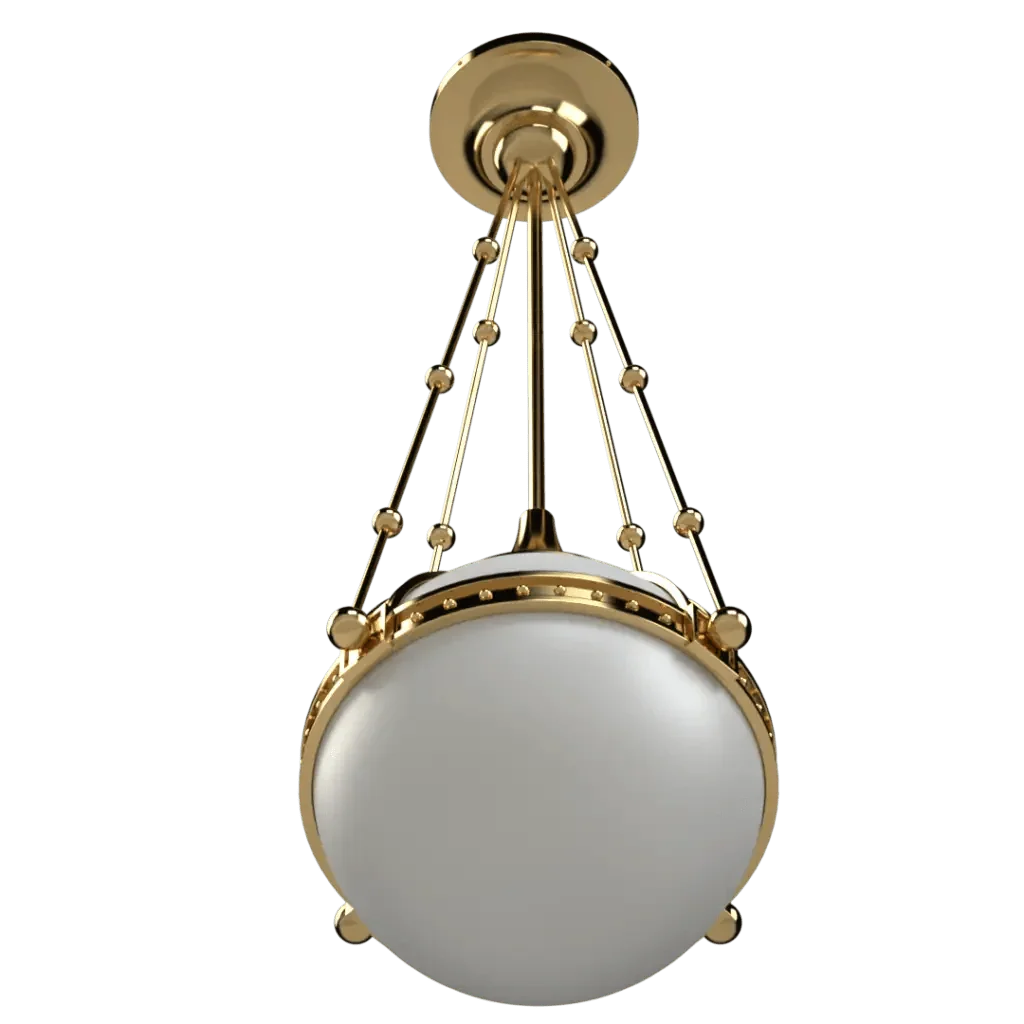Symphonia Globe pendant is a sophisticated ceiling light with a polished gold finish and a spherical white glass shade