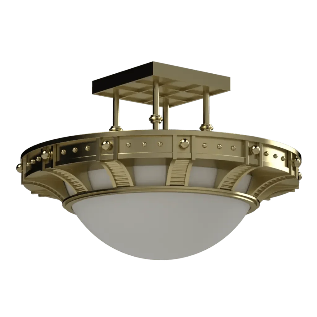 Symphonia Semi-Flush Mount - polished brass finish, side profile view