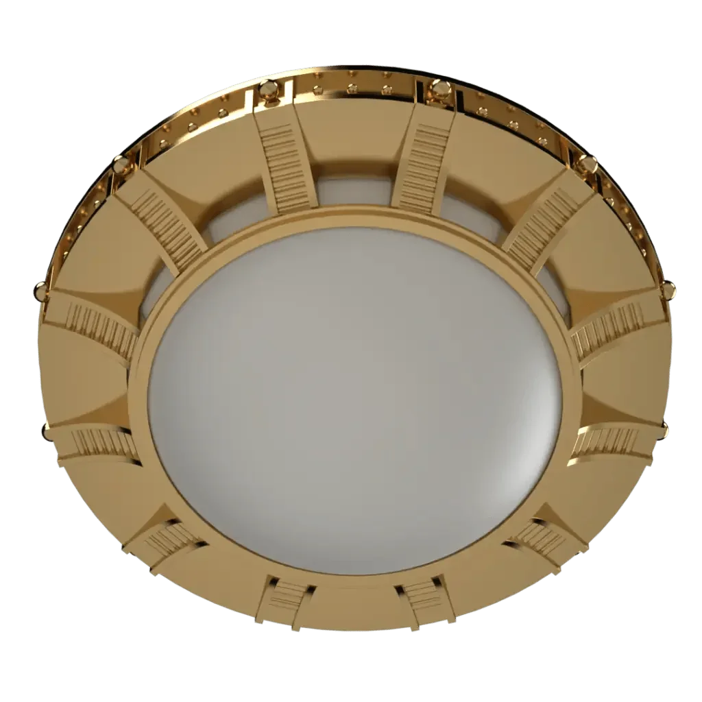 Symphonia Semi-Flush Mount - polished brass finish, back view showing mounting plate