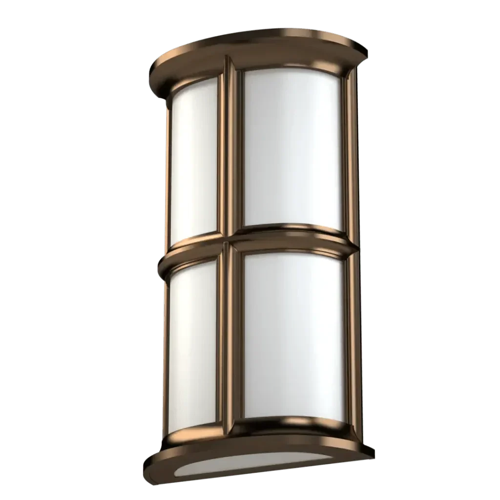Classic Tilton sconce bronze-finished outdoor wall light with four frosted glass panels for exterior use