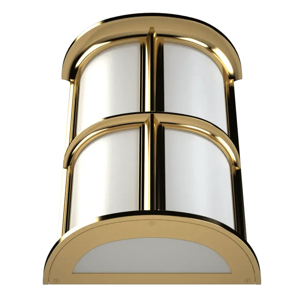 Classic tilton sconce gold and white nautical-style outdoor wall light with arched top and bottom