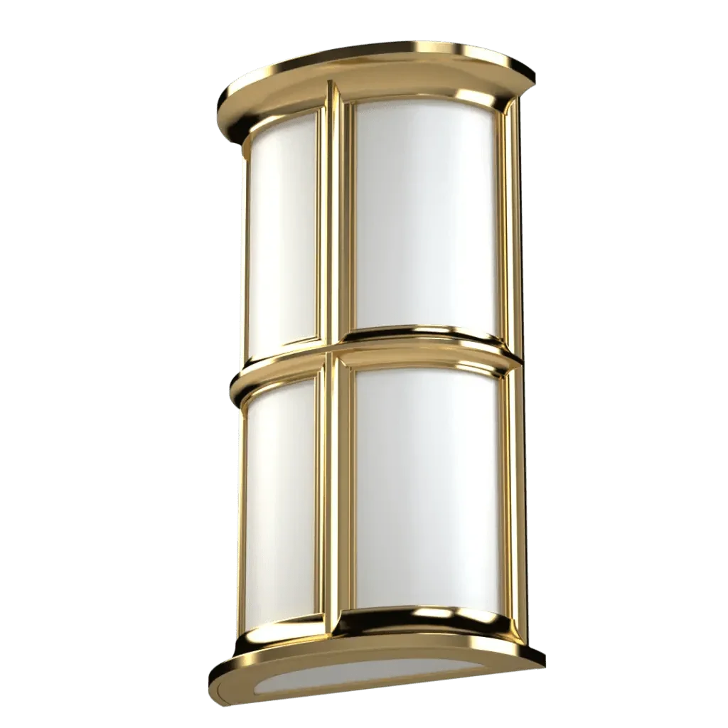 Classic Tilton sconce gold and white two-tier four-panel wall sconce with elegant metal and fabric design