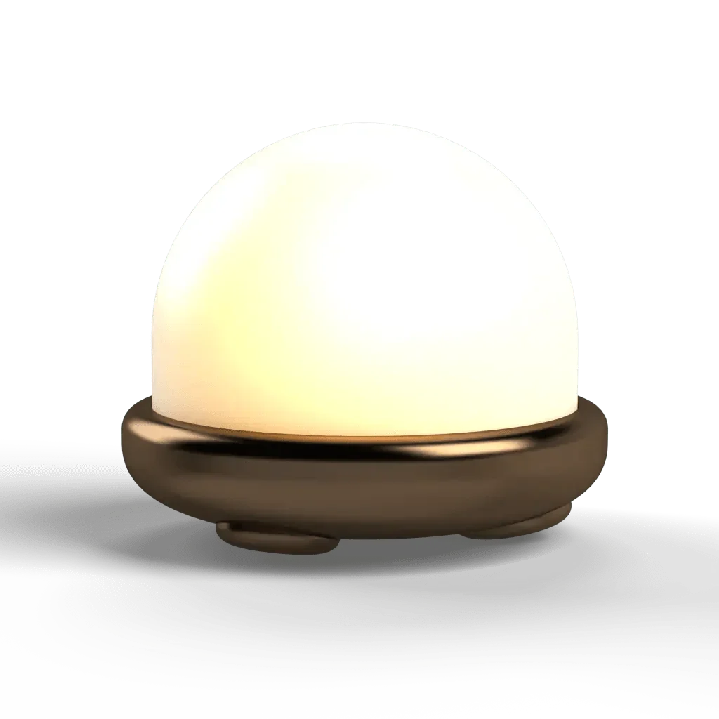 Trillium table lamp with a glowing dome-shaped light and metallic base for elegant indoor lighting
