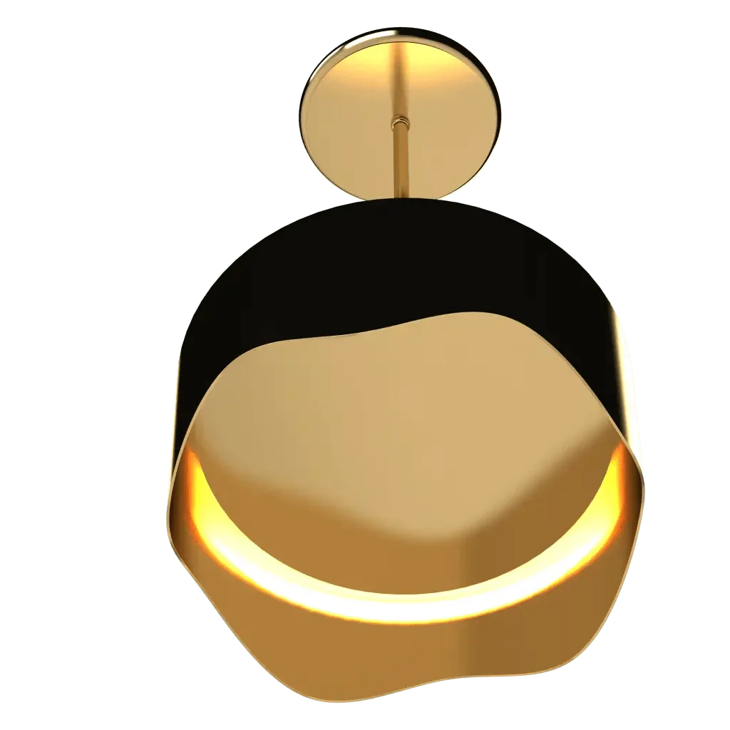 Ventus Pendant - polished brass finish, close-up of polished brass drum shade exterior