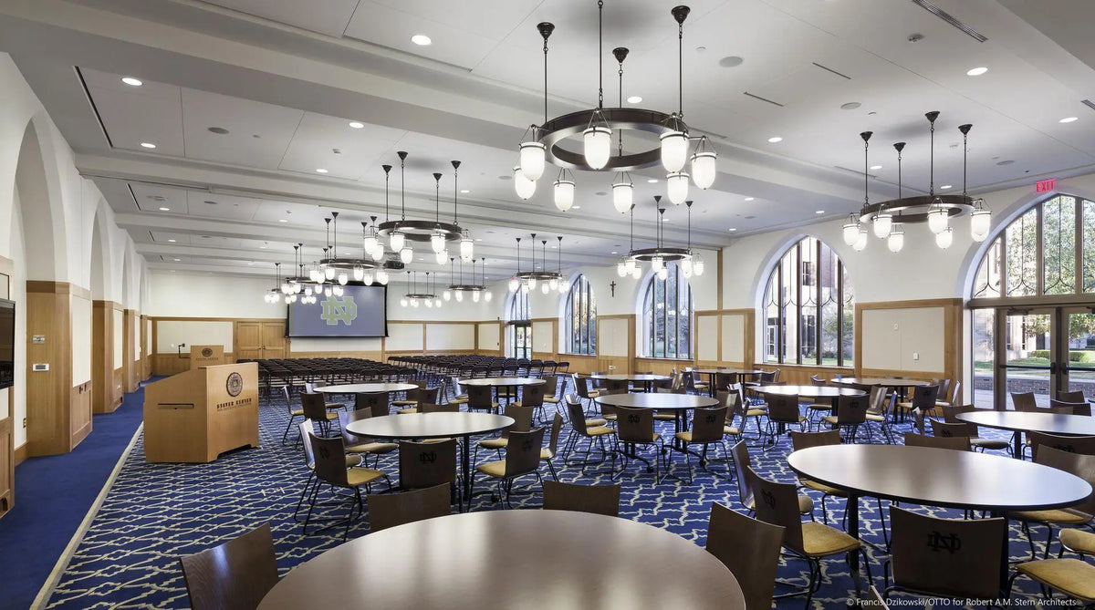 Notre Dame Stayer Center Custom Stern Chandeliers