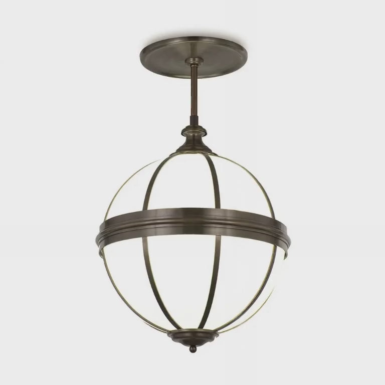 Bronx Globe Pendant - AI-generated ambient video: bronze globe pendant, gentle motion