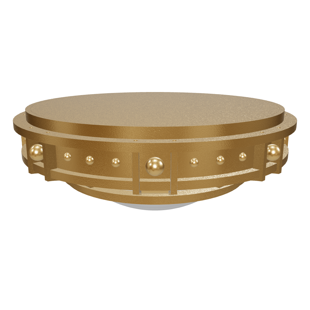 Gold ceiling light fixture on a white background
