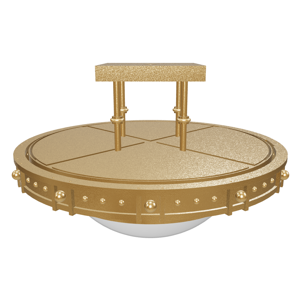 Gold ceiling light fixture on a white background